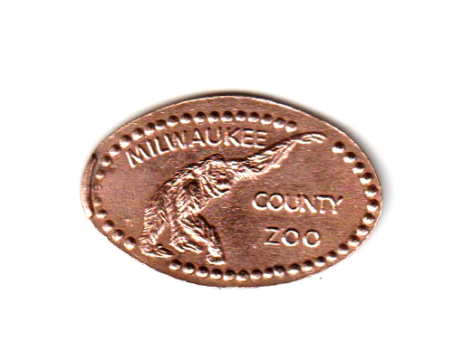 Länglicher Penny "MILWAUKEE COUNTY ZOO" Orang-Utan Milwaukee WI Zink