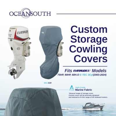 Oceansouth Outboard Storage Full Cover for Evinrude E-Tec 3CYL 25'' Leg