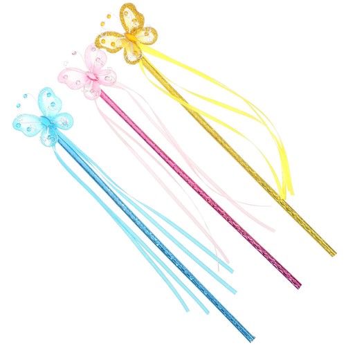 3 Pcs Butterfly Child Children Fairy Wands Ribbon Sticks - Picture 10 of 12