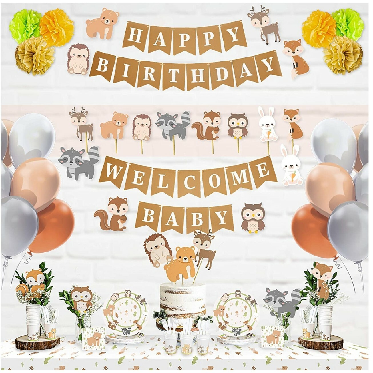 woodland baby girl shower decorations