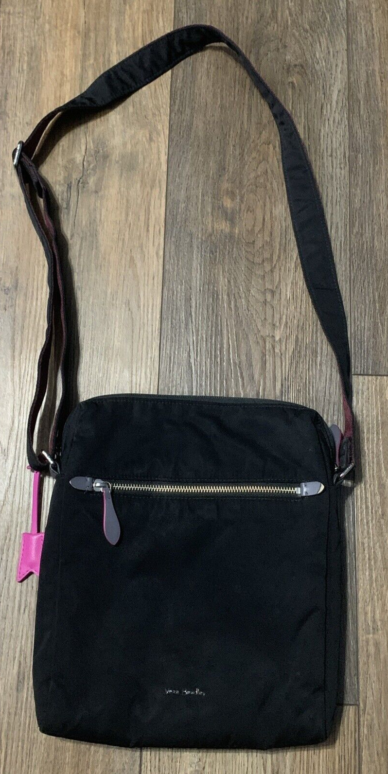 Vera Bradley Zip Hipster Crossbody Bag Black Nylon Purse