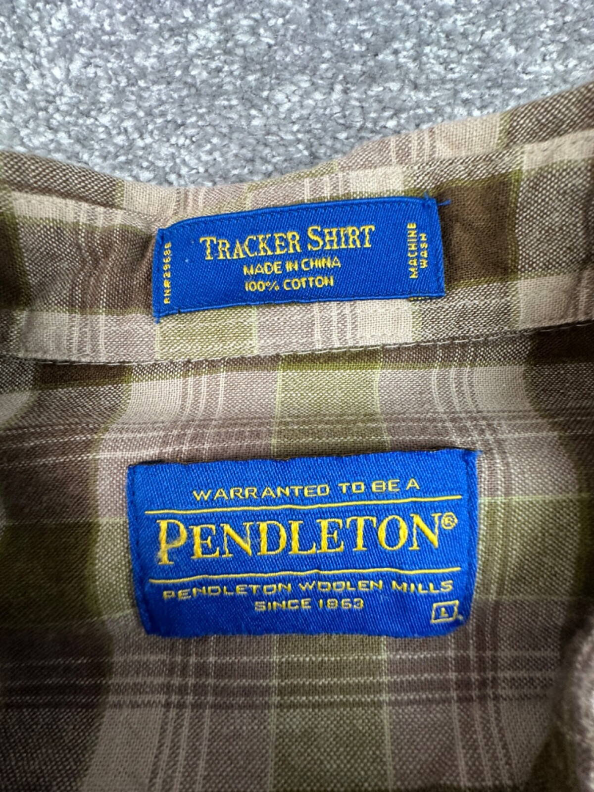 Pendleton Tracker Button Shirt Large Green Brown … - image 4