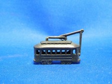 Vintage Pewter Miniature CJ-X Trolley Car Trinket Ornament