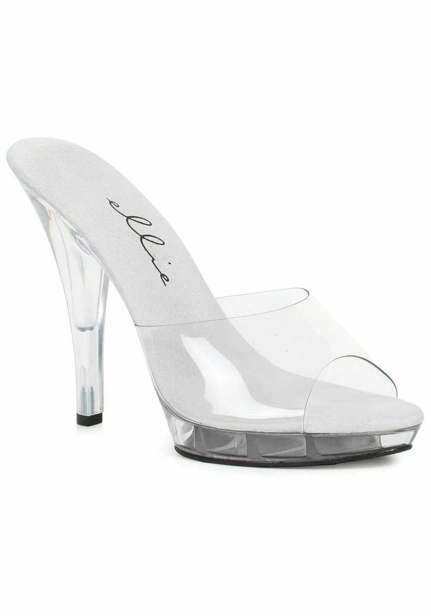 M-Vanity Ellie Shoes,5 inch heels Clear stiletto Platforms Sandals