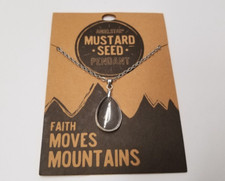 Angelstar Mustard Seed Clear Acrylic Pendant Silver Tone 18" Necklace