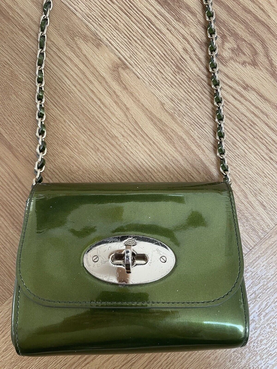 Mulberry Mini Lily crossbody bag mirror leather olive green RRP 595