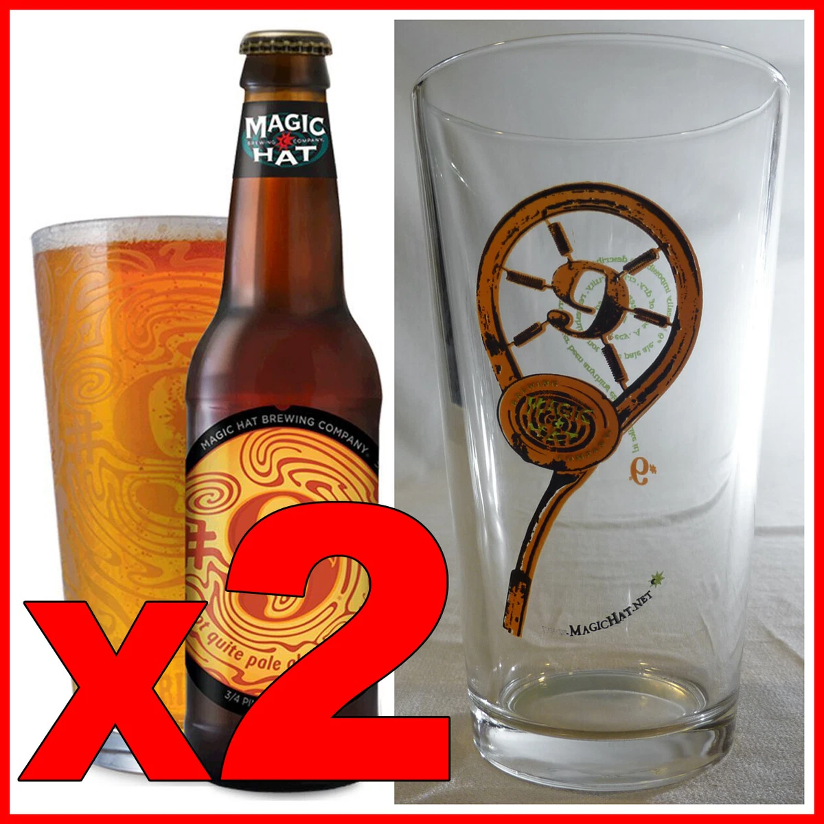 2 NEW MAGIC HAT #9 Beer Glasses PINT SIZE | eBay