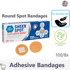 100 x Round Spot Bnadages Band Aid Sterile Small Round Bandage Latex Free USA