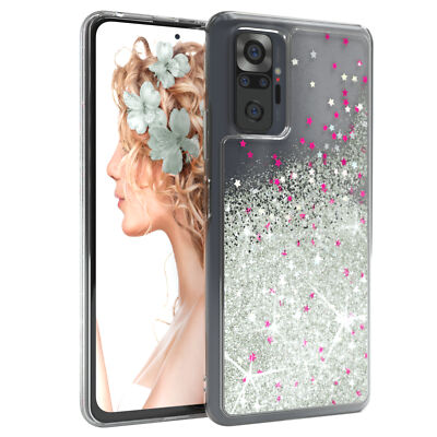 Für Xiaomi Redmi Note 10 Pro Handyhülle Flüssig Glitter Hülle Schutz Case Silber