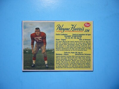1963 POST CEREAL CFL FOOTBALL CARD #114 WAYNE HARRIS SHARP+ CALGARY STAMPEDERS