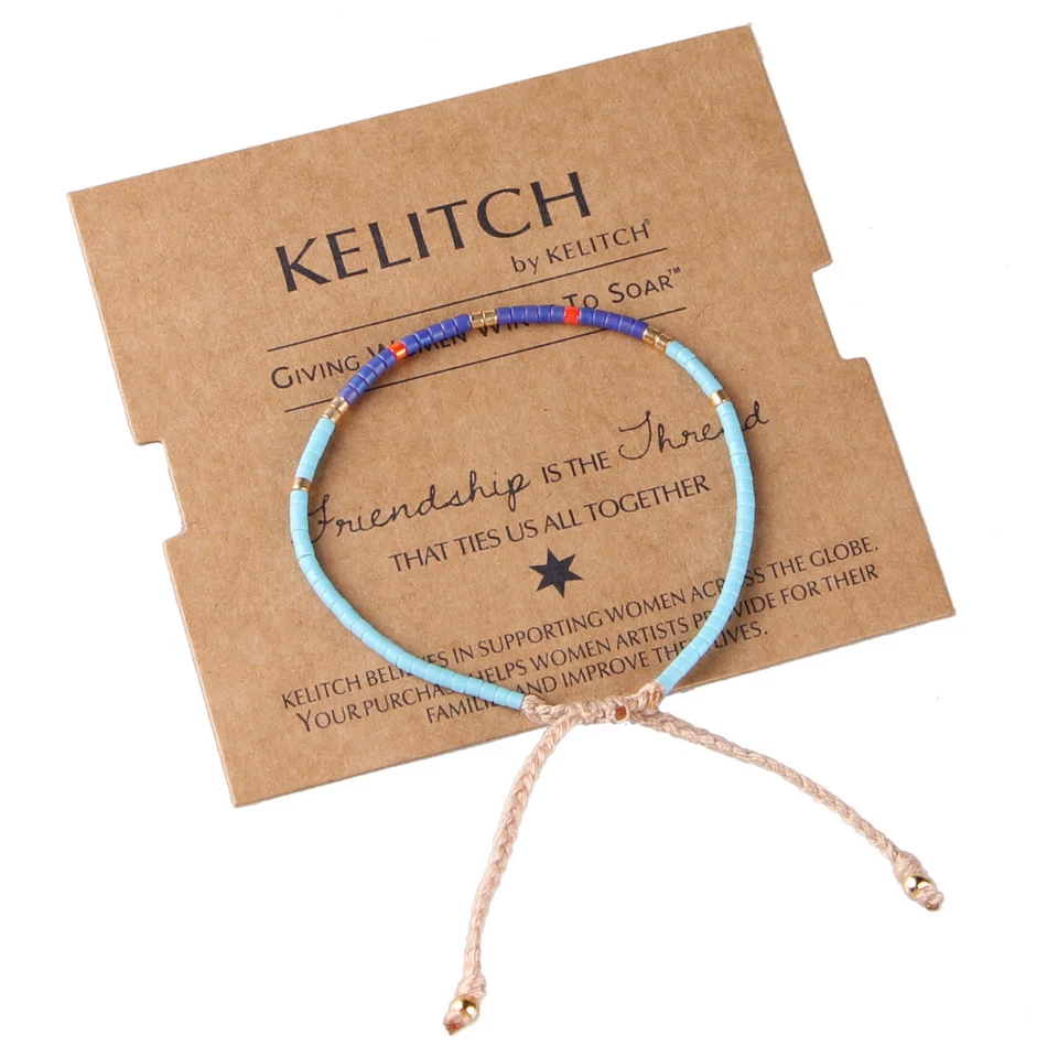 Pulseras de amistad con cuentas de cristal multicolor tejidas a mano joyas Foto 3 de 4