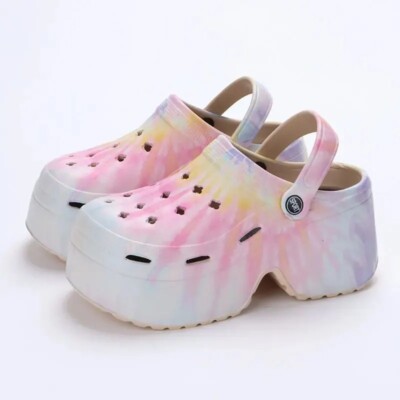 Leopard dicker Boden Clogs für Frauen geschlossene Zehe klobige Plateau Sandalen Frau Su