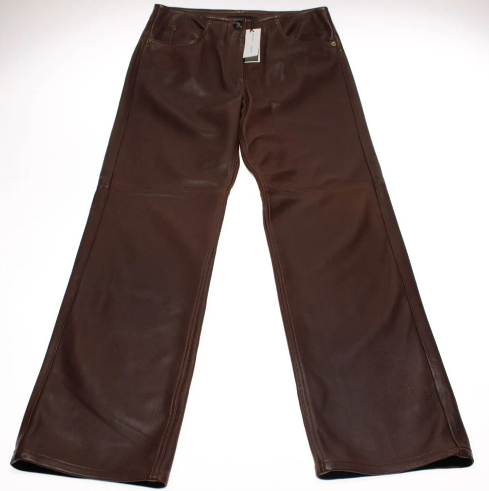 Pantalones de cuero napa Proenza Schouler nuevos con etiquetas talla 10 en marrón 100 % piel de cordero Foto 3 de 4