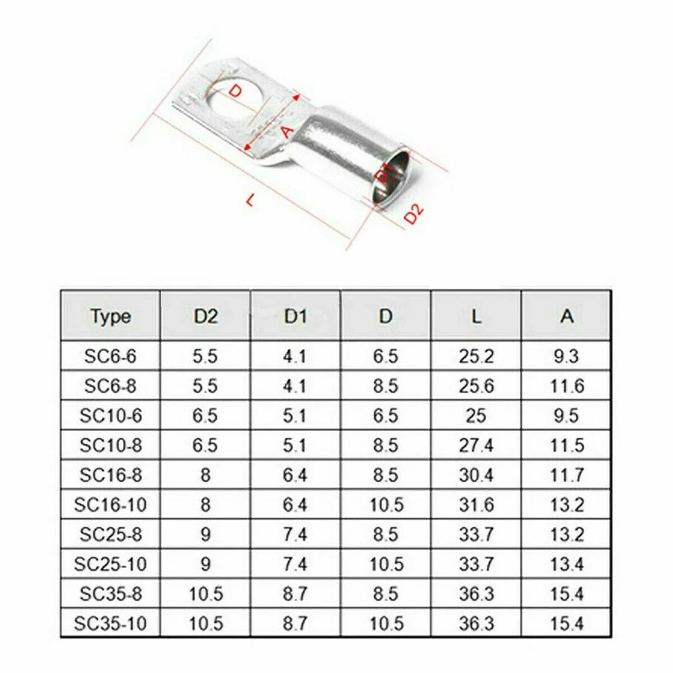 140 peças porcas de cabo anel de cobre crimpagem terminal/alicate conectores de fio de bateria de carro - Imagem 3 de 4
