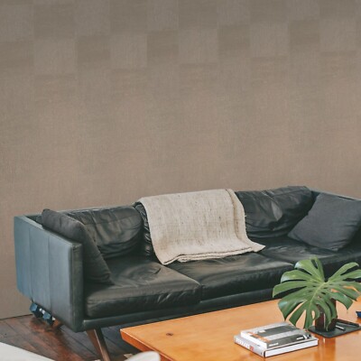 Embossed khaki tan faux square tiles plaster textured contemporary Wallpaper 3D