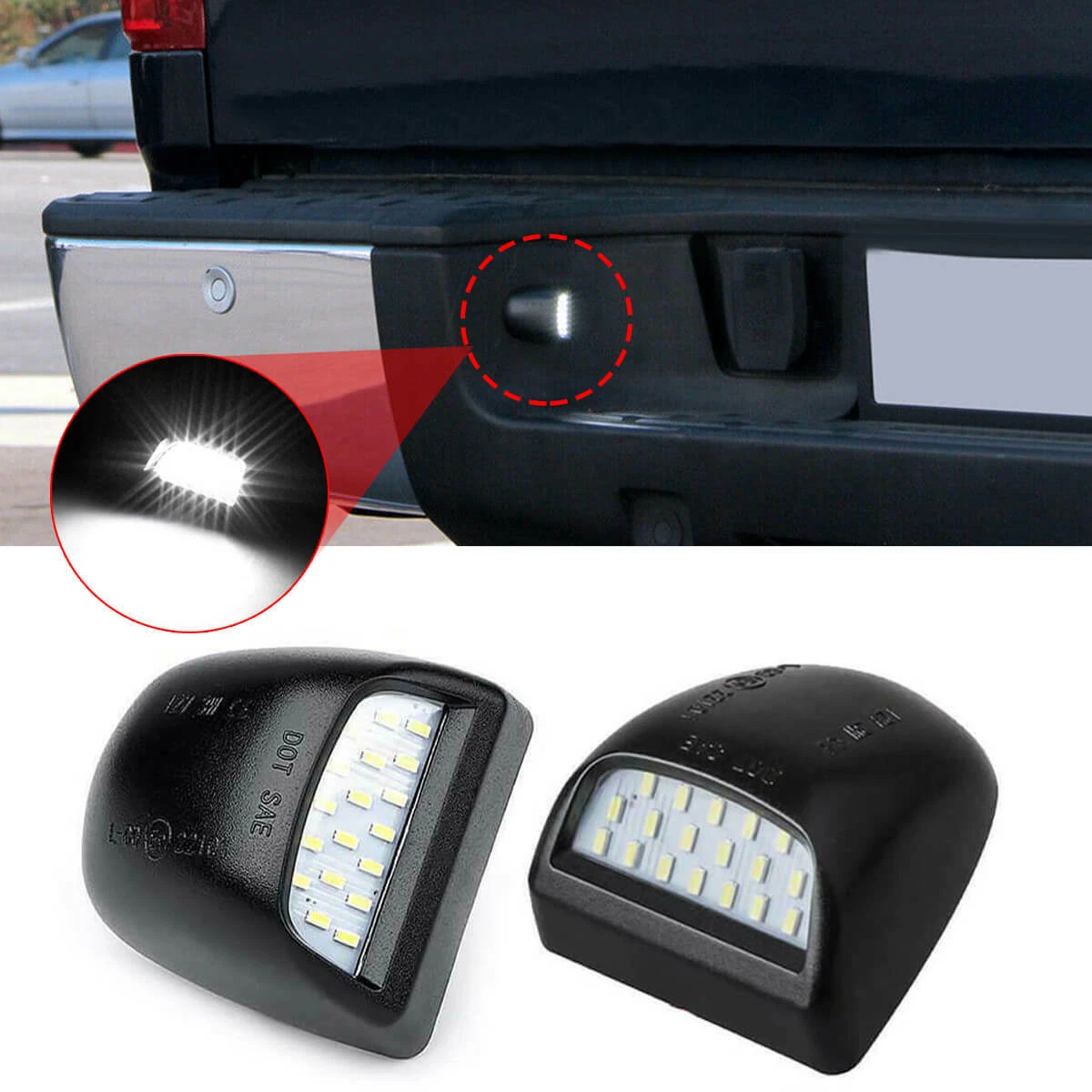 Full LED License Plate Tag Light Assembly Fit for Chevy Silverado Traverse  Avalanche Tahoe Suburban 1500 2500 Cadillac Escalade GMC Yukon XL