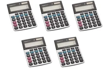  A. Basics LCD 8-Digit Desktop Calculator, Silver and Black 5 Pack