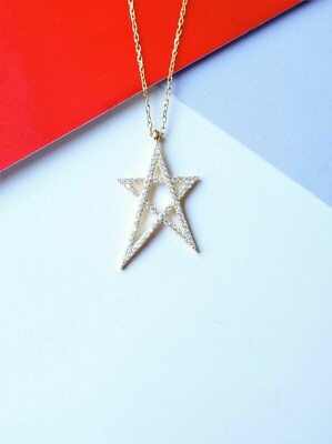 1.10Ct Round Cut VVS1 Diamond Star Women's Pendant 14K Yellow Gold FN Free Chain