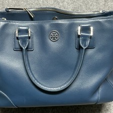 TORY BURCH Handbag Blue Leather Robinson Double Zip Satchel Bag