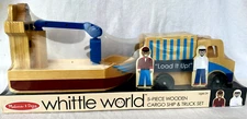 Melissa & Doug Whittle World Cargo Ship & Truck Set 5 Wood Pc Crane..NEW