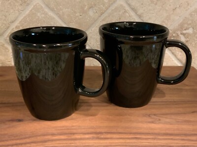 BODUM CORONA TASSE TASSE 4” GRÈS NOIR LOT DE DEUX CAFÉ CÉRAMIQUE