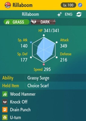 Pokemon Scarlet and Violet 6iv Shiny Max EV Rillaboom