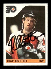 1985-86 O-Pee-Chee #208 Rich Sutter signed auto autograph centered EXMT to NM