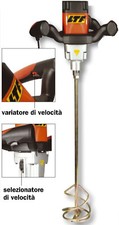 TRAPANO MISCELATORE ELETTRICO 1600W IMPASTATRICE COLLA MALTA CEMENTO VARIATORE