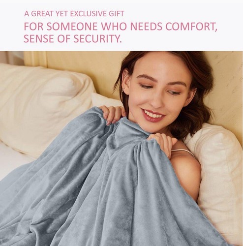 Hiseeme Soft Weighted Blanket for Adults 25 lbs (60”x80”,Queen Size) Minky Grey - Picture 6 of 11
