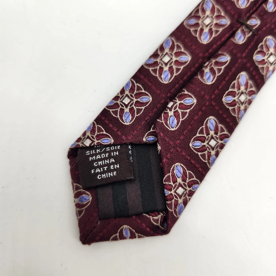 Black Brown 1826 Tie Red Geometric Foulard Pattern Mens Necktie 100% Silk EUC  - Image 4 of 4