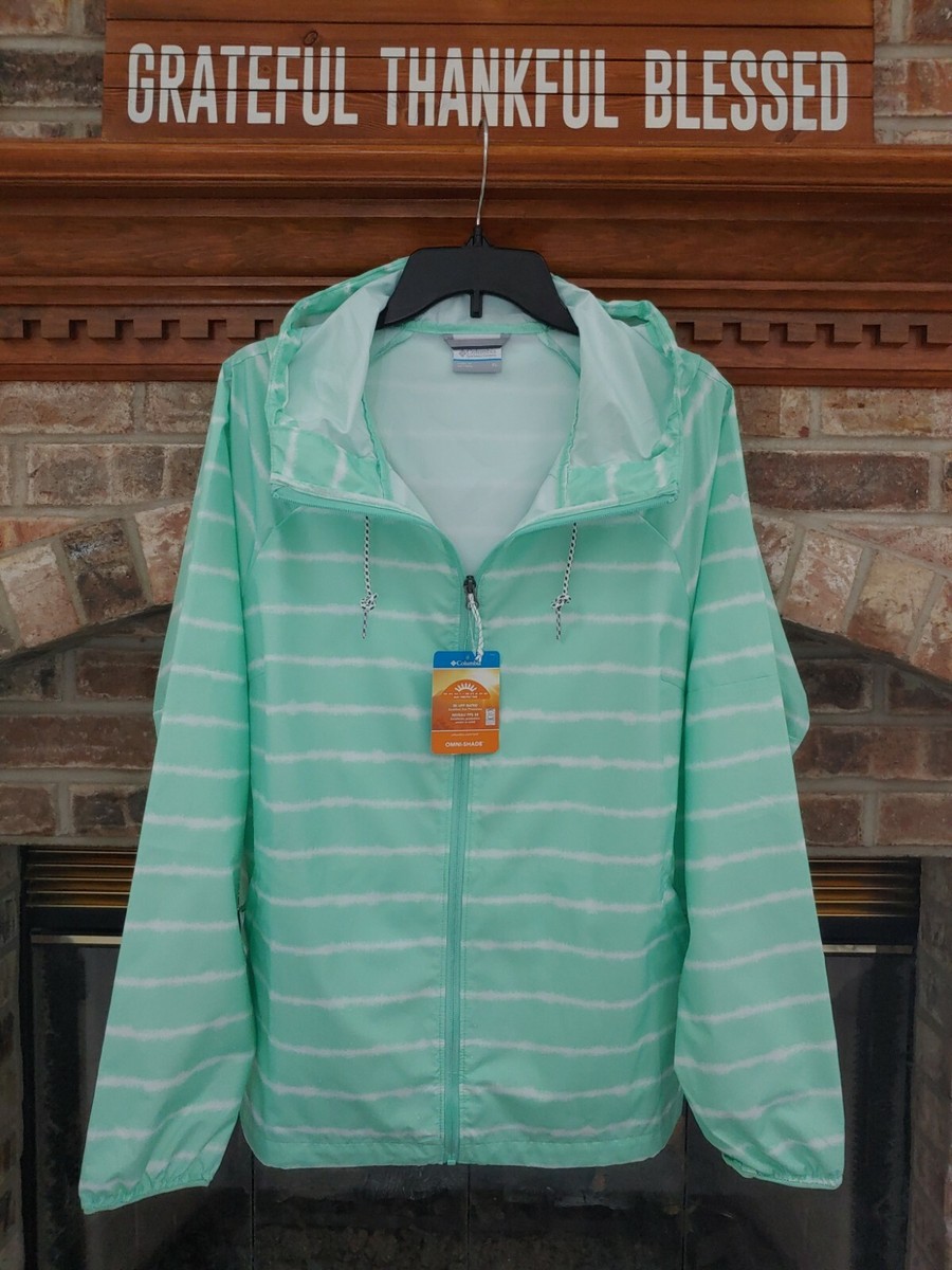 Columbia Misses Sz. X-Large Mint and White Striped Hooded