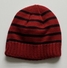 Knit Winter Hat Beanie Cap Reversible Red/Navy Stripe One Size Boys 4-16