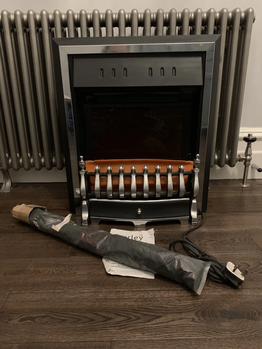 Burley Freestanding Electric Fires New Coal Effect Chrome Black | eBay