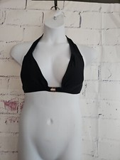 Islander Black Swimsuit Bikini Halter Plunge Front Top Size 18 Lightly Lined