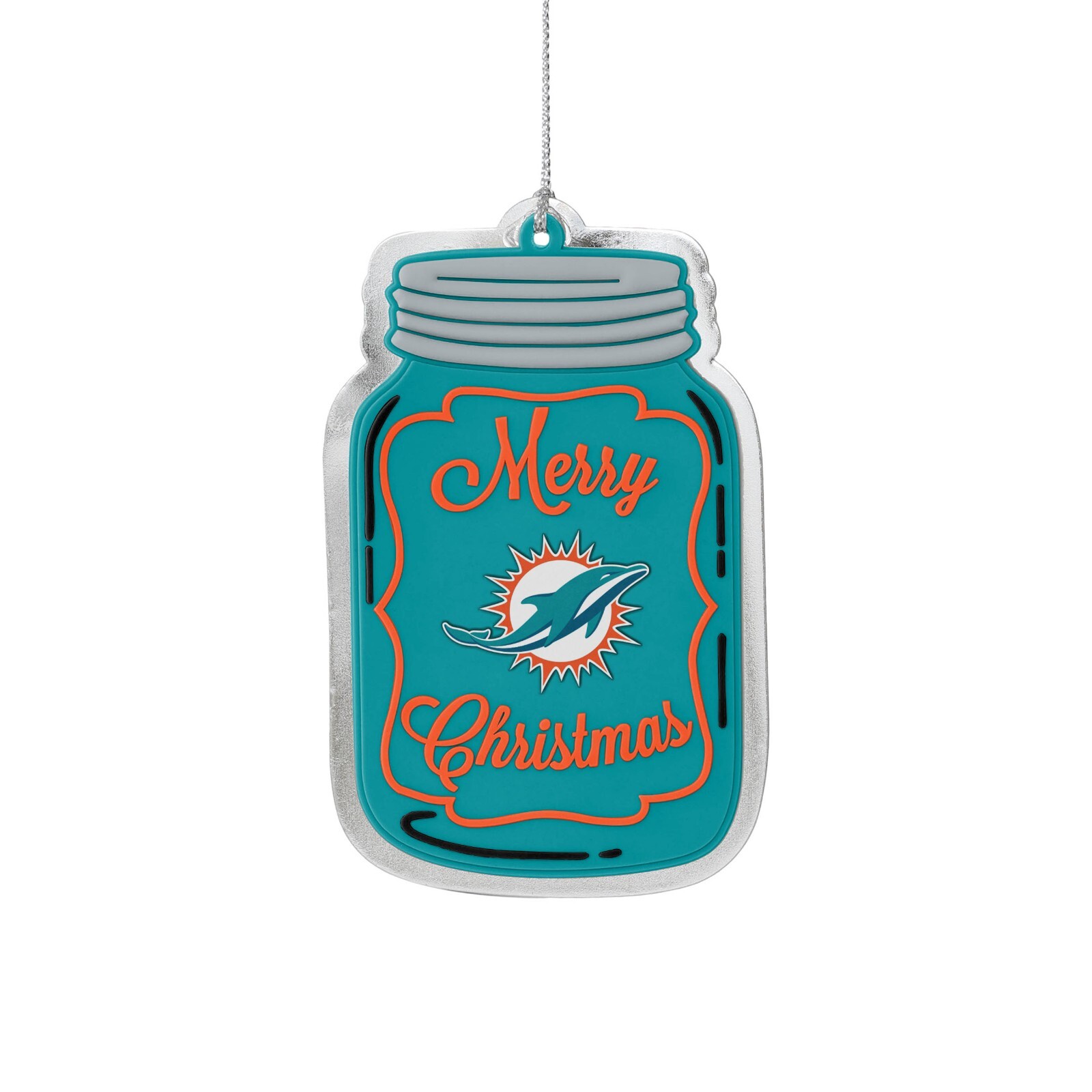 Miami Dolphins Christmas Tree Holiday Flat Ornament Mason Canning Jar