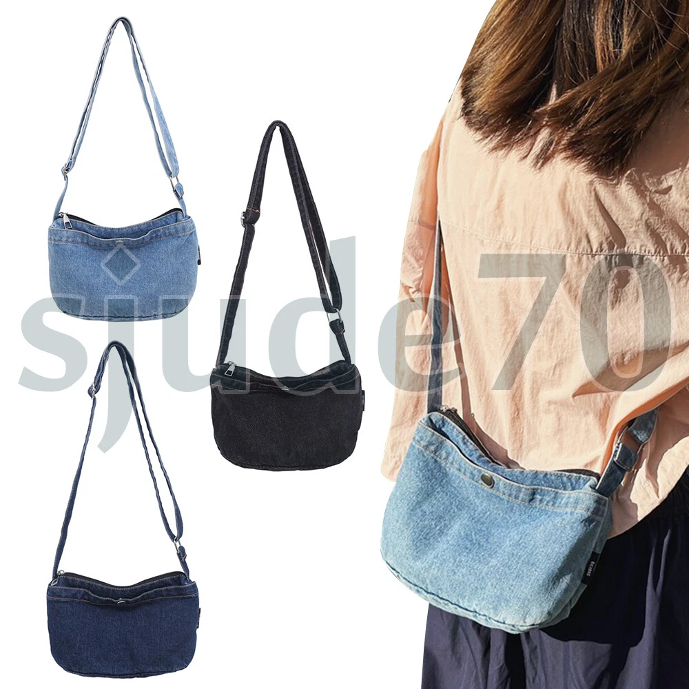 Women Small Denim Crossbody Bags Blue Jean Purse Shoulder