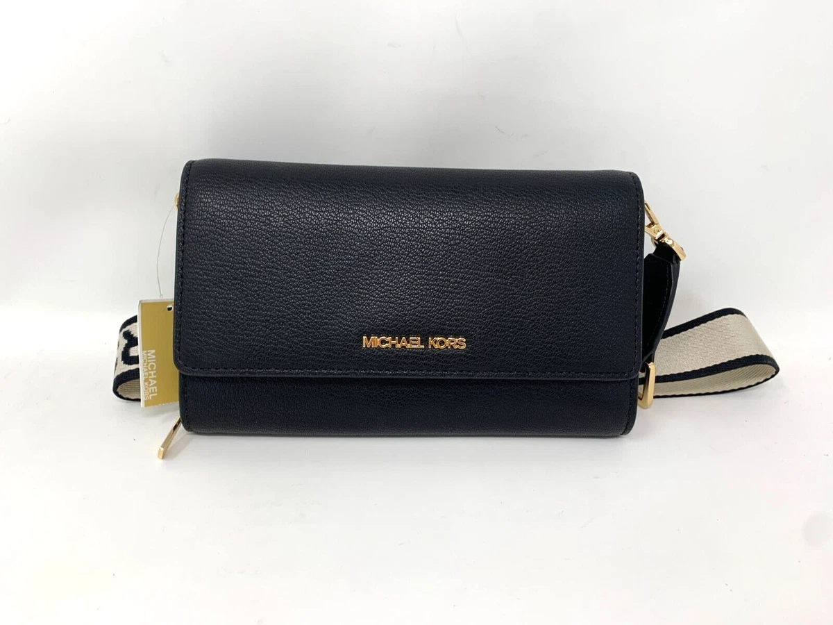 Michael Michael Kors Jet Set Leather Crossbody Bag - Black