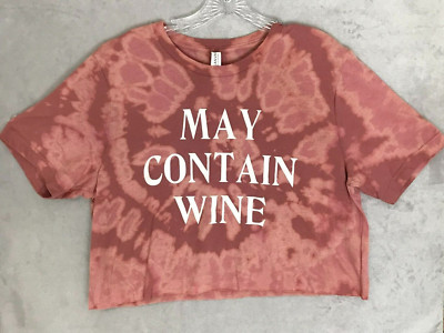 Bella-Canvas Women's ''May Contain Wine'' Crop Top Wine Tie-Dye T-Shirt Size Large