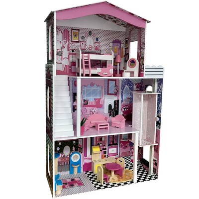 Puppenhaus Holz Barbie Barbiehaus Villa Puppenstube Mit Mobeln