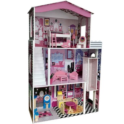 Puppenhaus Holz Barbie Barbiehaus Villa Puppenstube mit ...