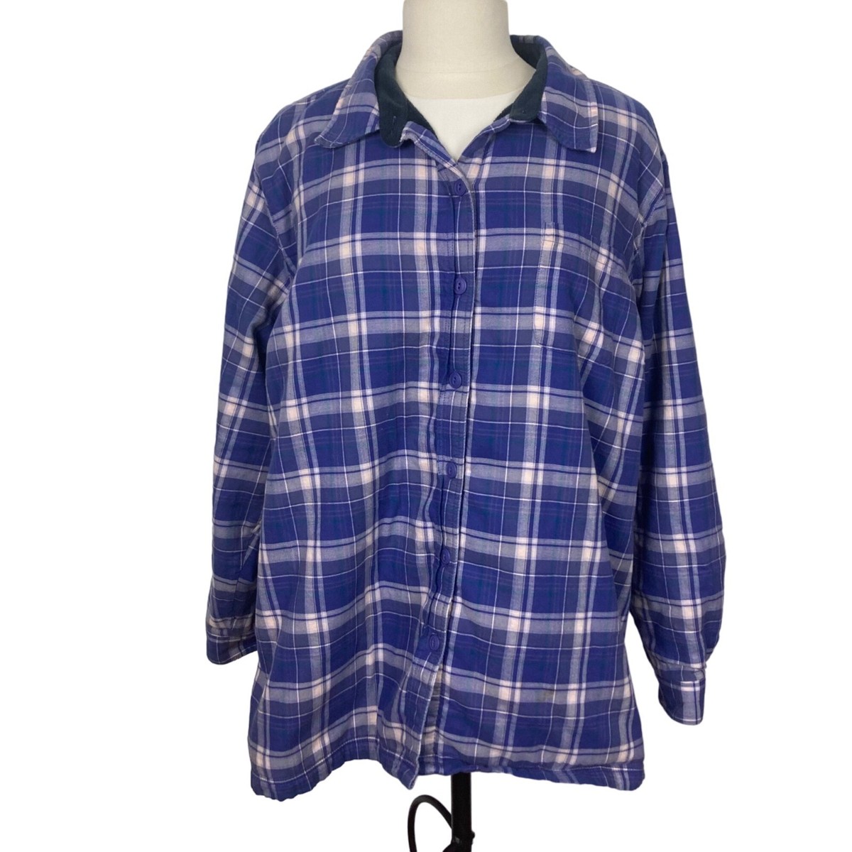 Fleece Lined Flannel Shirt Llbean Womens Fleece Tops LL Bean Plaid