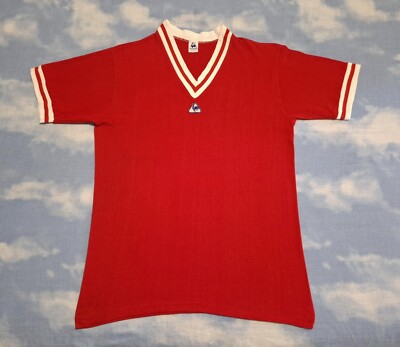 Maillot Vintage Stade De Reims Le Coq Sportif - Années 70 - Rouge Manches Longues
