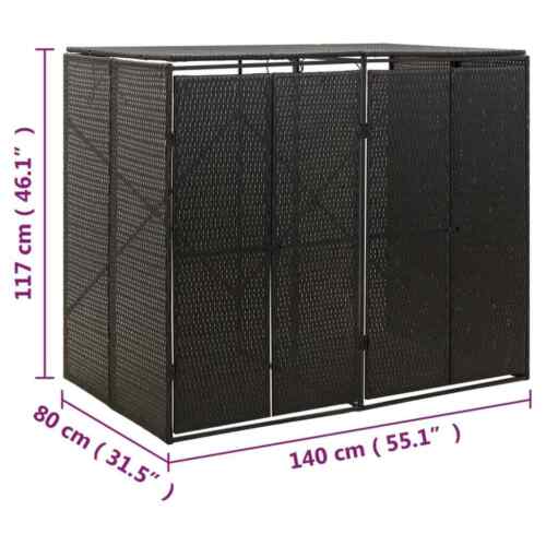 Mülltonnenbox für 2 Tonnen Poly Rattan Müllbox Mülltonnenverkleidung Metall neu - Bild 15 von 22