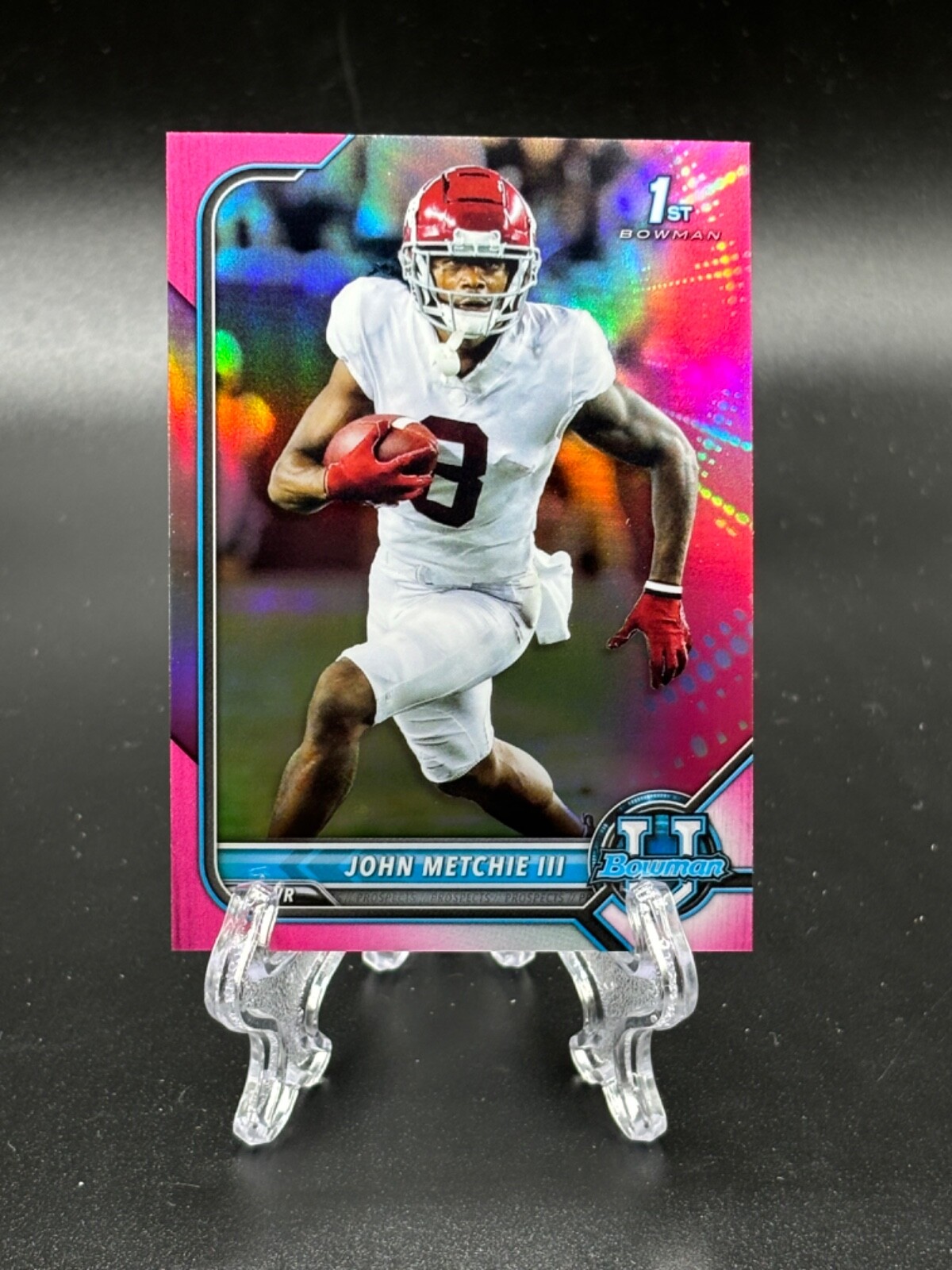 2021-22 Bowman University #47 John Metchie III 1ST CHROME PINK REFRACTOR