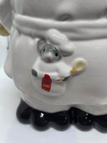 Vintage Ceramic Black Cat Chef with Mouse & Spoon Cookie Jar Kitty Cooking - 第 8/10 張圖片