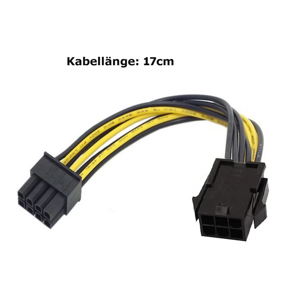 R10 6-Pin auf 8-Pin PCIe Stromkabel Adapter für Grafikkarte – PCIE PCI Express - Bild 4 von 4