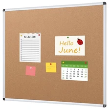 VIZ-PRO Cork Notice Board, 18 X 12 Inches, Cork Bulletin Board Aluminium Frame