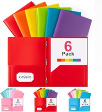 Folders with Pockets and Prong with Fasteners 6 Pack, Assorted