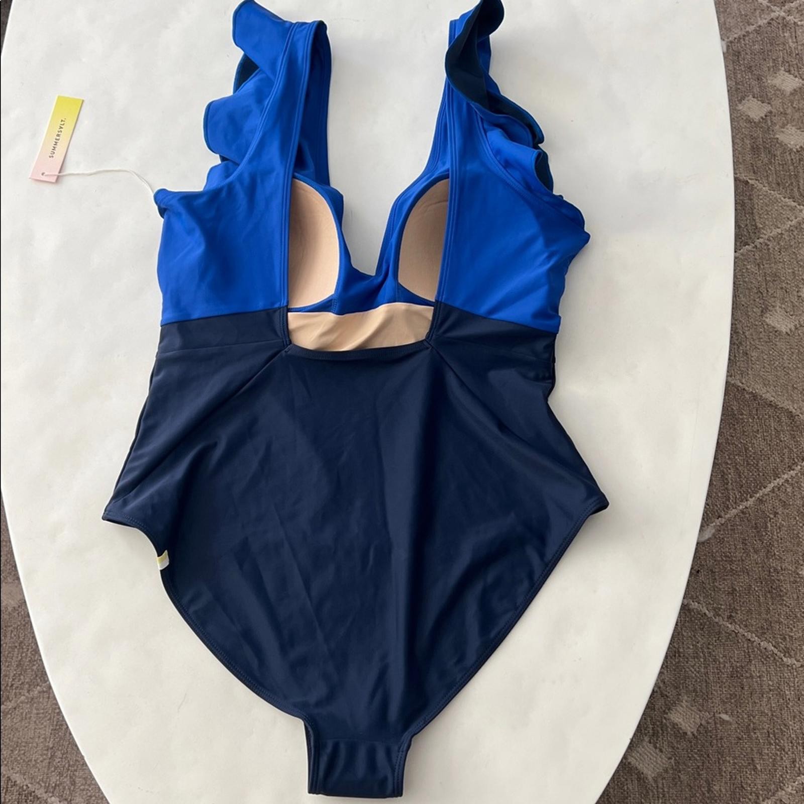 NWT Summersalt The Ruffle Backflip One Piece Swimsuit - Royal Navy Blue 12 image 6