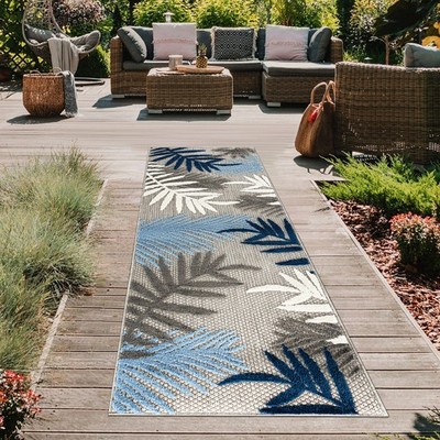 Rugshop 2x7 Outdoor Runner Rug Evora Palm Indoor Outdoor Rugs Hallway Floor Mat